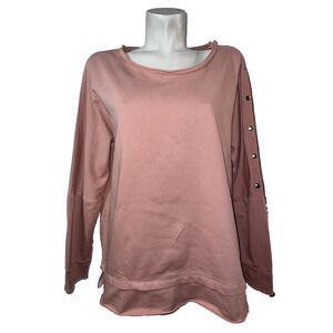 SOFT SURROUNDINGS Top Size L Rose Dawn Raw Edge Trim Relaxed Caprice Tunic 2BQ15